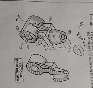 Prob. 20 : the direction X. (Section A-A) (ii) L.H.S.VSECTION... | Filo