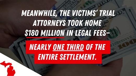 7K views · 20 reactions | While the victims of the Flint water crisis received pennies, their own lawyers scored a massive $180 million payday—nearly one third of the entire settlement. And these trial lawyers are not done yet... | American Tort Reform Association | Facebook