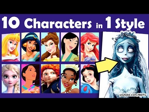 Draw 10 Characters in 1 Art Style: Tim Burton Princesses + NEW Advent Calendar Coloring Book: Mei Yu