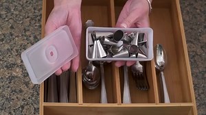 Sabatier 6-Compartment Bamboo Flatware Drawer Organizer with Storage Box