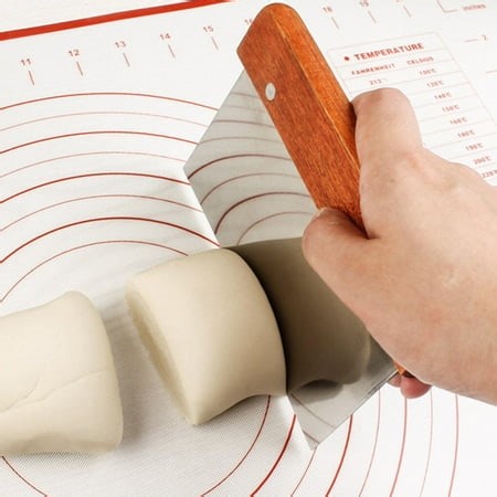 Maoww Scraper Stainless Steel Chopper Spatula Slicer Chopper Stainless Steel Scraper Dough Scraper Baking Tools Spatula for Dough Pastry Pancakes, Wooden Handle - Walmart.ca