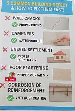 🚧5 Common Building Defects & How to Fix Them FAST! 🏗️ |Must-Know Tips for Every Engineers &Builders|