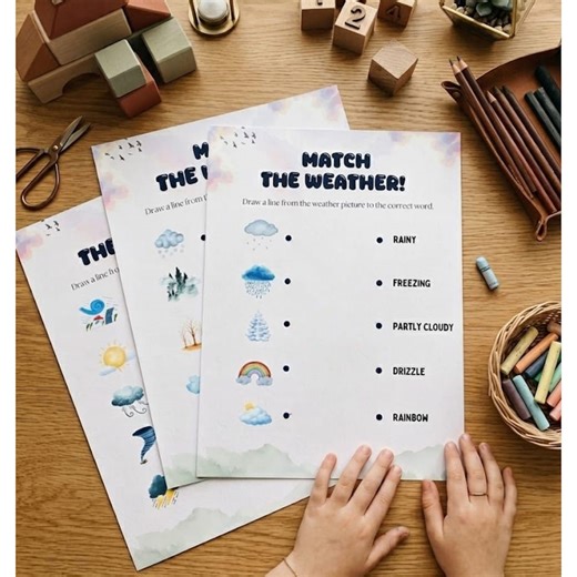 Weather Matching Game Printable for Preschool & Kindergarten | Weather Worksheet Activity | Homeschool Learning | Classroom Printable PDF - Etsy