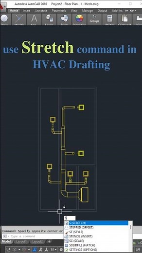 How to Stretch in AutoCAD | HVAC Drafting | HVAC Ducting | AutoCAD Tutorials | #autocad #shorts