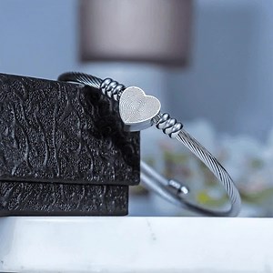 Fingerprint Bracelet, Custom Fingerprint Heart Bangle Bracelet. - Etsy