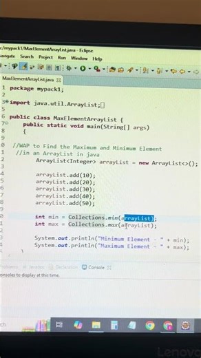 Java Program to Find the Maximum and Minimum Element in an ArrayList | #java #javaframework