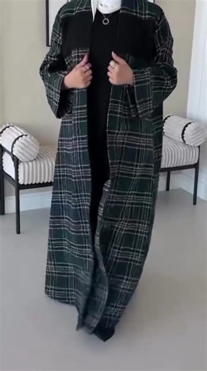 GREEN PLAID WOOL JACKET BISHT #abaya #abayareza #hijab