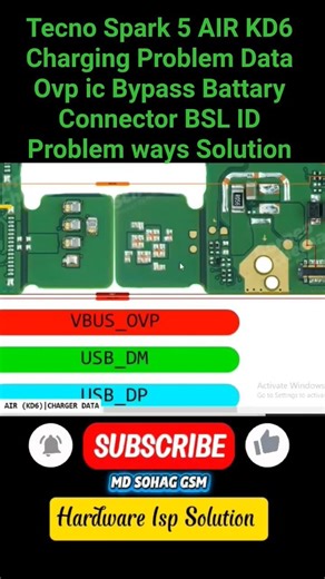 Tecno Spark 5 AIR KD6 Charging Problem Data Ovp ic Bypass Battary Connector BSL ID Problem Solution