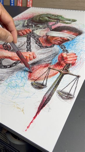 Chain Reaction #ChainReactionArt #PoliticalArt #SocialCommentaryArt #PhilippineArt #ArtForJustice #SiningParaSaBayan #ContemporaryArt #CrocodilePolitics #ArtWithMeaning #Hustisya #ScribbleArt #ArtistaNgBayan #ArtistsOnInstagram #ArtForChange #VisualArt #FloodControlProjects #BBM #Romualdez #tambaloslos | Artsenic Jr Scribbles