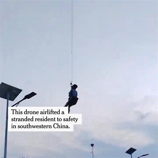 As heavy rains battered southwestern China, drones were deployed to deliver relief supplies, disinfect flooded areas and airlift a trapped resident to safety. Read more: https://nyti.ms/4nxNsz2 | The New York Times