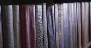 Book shelf's in library. Close up Many books organized in shelves in a big bookstore. Ultra 4K