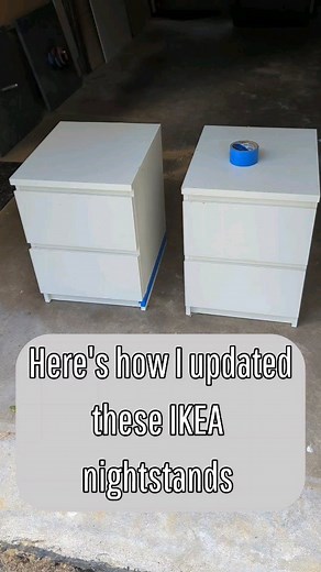 IKEA hacks are simply the best! By adding hardware, new legs, and some paint, we were able to take these boring nightstands and make them trendy and modern. #midcenturymodern #ikea #ikeahack #furniturerefinishing #furnituretransformation #furnituremaker #tigermaple #tiger #flipping | Rosypinefurniture