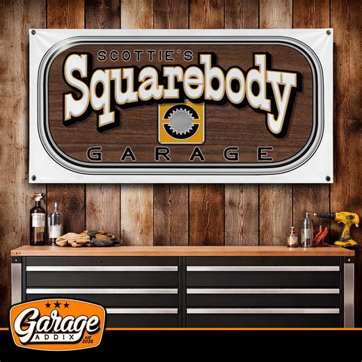 Personalized Squarebody C10 Garage Banner Sign 2x4 Ft Custom Name Shop Sign Man Cave Wall Art Gift for Dad Muscle Car - Etsy