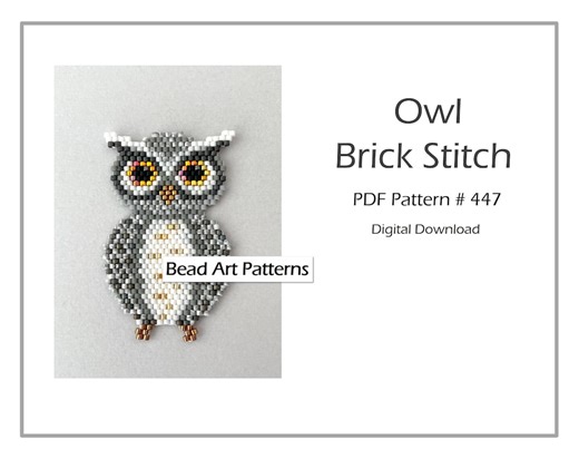 Owl Brick Stitch Bead PDF Pattern for Miyuki Delica 11/0 Seed Beads #447 - Etsy