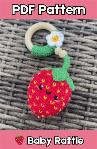 Strawberry Baby Rattle Crochet Pattern: Teething Ring Toy (PDF Pattern) - Etsy