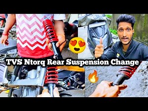 TVS ntorq new rear suspension installed 😍 || black panther🔥