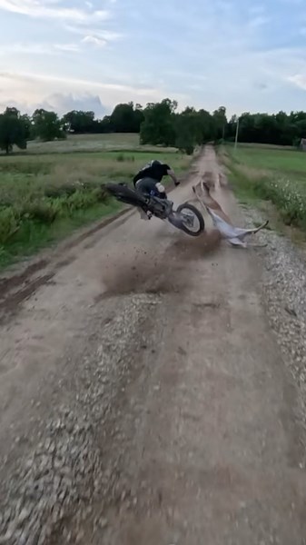 Deer rudely interrupts dirt bike race