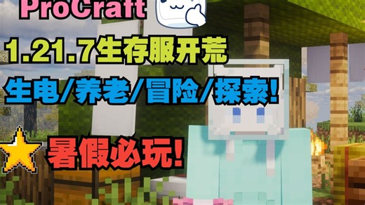 暑假必玩!『ProCraft』我的世界1.21.7生存服务器,开荒招新啦！