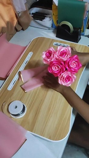 DIY Satin Ribbon Flower Bouquet Wrapping Tutorial