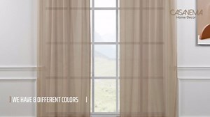 Extra Long Grey Linen Look Set of 2 Sheer Curtains Back Tab Home Décor Window Custom Made Drapes -Made in Turkey Each(100" W x95 L)