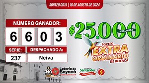23K views · 208 reactions | Premio Mayor | Lotería de Boyacá Sorteo 0015 #CanalTelesantiago 16 de agosto 2024 | Telesantiago Tunja | Facebook