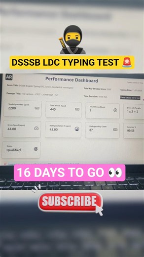 DAY 3🫡 DSSSB DASS GRADE-4 S2S TYPING TEST🚨 #dsssbdassgrade4SkillTest #dsssbjuniorassistant #dsssbldc