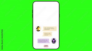 Messenger conversation animation. Chatting in messenger with multicolor speech bubble and userpics