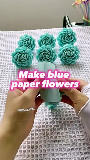 Blue Paper Flowers Creation: DIY Handmade Paper Craft Tutorial