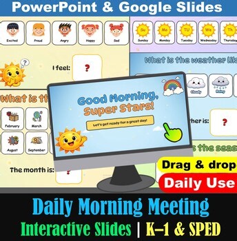 Daily Morning Routine Slides for Kindergarten | Interactive Classroom Start-Up