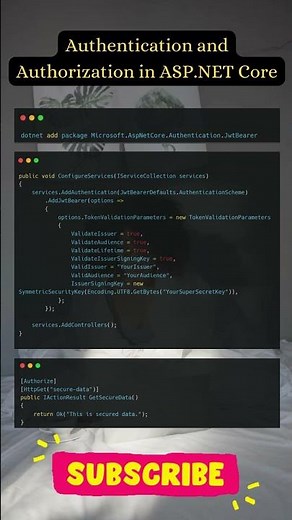 Authentication and Authorization in ASP.NET Core #ASPNetCore #Authentication #Authorization #shorts