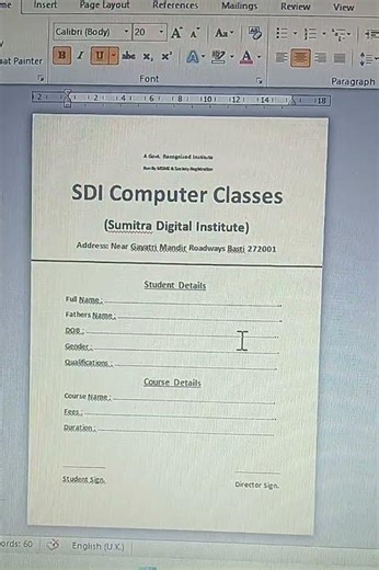 MS Word Project: How to Create Admission Form in MS Word? 📄 #Shorts #MSWord