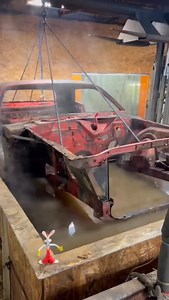 Chemical dipping a Very rare 1972 Dodge challenger “exhibition” model #mopar #dodge #rarecars #classic #restoration #cars #classiccars #satisfying #transformation #beforeandafter #rust #paint | Minute_of_dangle