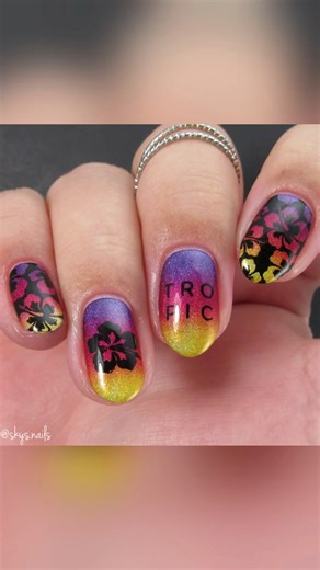 541K views · 626 reactions | |PR| Here’s the tutorial for my Tropical Gradient  Featured Products: UberChic Beauty Tropic Like It’s Hot Stamping Plate Color Club Nail Lacquer Under Pressure and That’s Rich Whats Up Nails Neither Noir Seche Fast Drying Top Coat | Skys Nails | Facebook