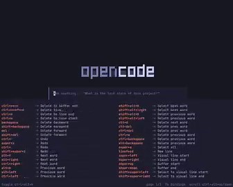 Exploring a which-key like plugin for OpenCode while working on integrating the new OpenTUI keymap as sole key/cmd handling engine.OpenTUI keymap is extremely extensible by plugins and will enable a proper vim plugin with motions. Will follow up with details on the keymap.