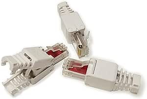 Tool Free RJ45 Connectors for UTP CAT6/CAT5e/CAT5, Punch Down Type Ethernet Cable Male Plugs, Easy DIY Network Termination, No Crimper Internet RJ 45 for 23awg-26awg, Toolless LAN Cord Ends [3Pack]