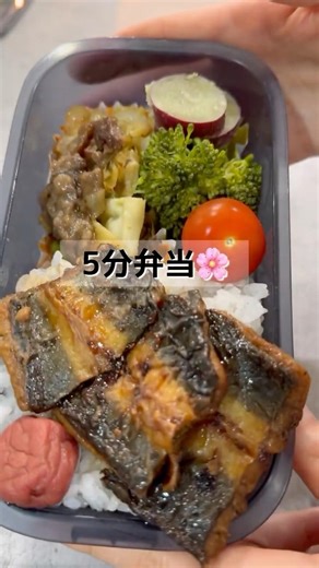 5分弁当🌸No.26、うなぎの蒲焼、野菜炒め、ブロッコリー #お弁当 #まいにちごはん #簡単レシピ