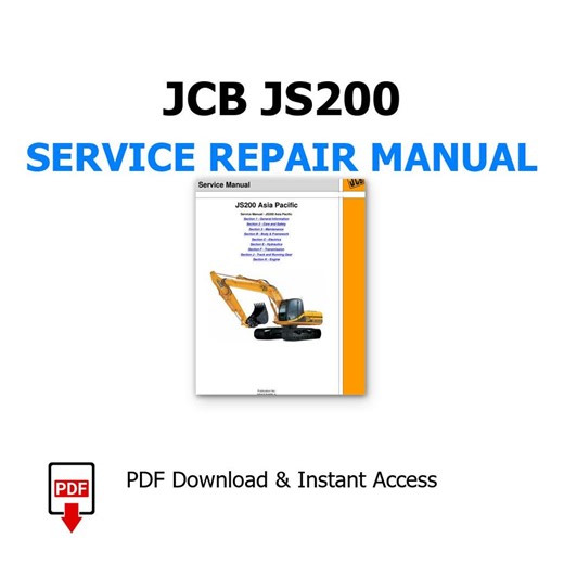 JCB JS200 Service Manual Download PDF, Repair Guide and Maintenance - Etsy
