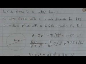 Comparing Pizza Sizes - Area of a Circle Word Problem (Example)