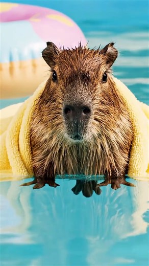 Capybara vs. Sneaky Floatie — Cute Loop! #capybara #cute #loop #pool