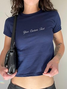 Custom Embroidered Baby Tee, Personalized T-shirt, Custom Text Baby Tee, Embroidered Tee, Bachelorette Gift , Aesthetic T-shirt , Cute Tee - Etsy