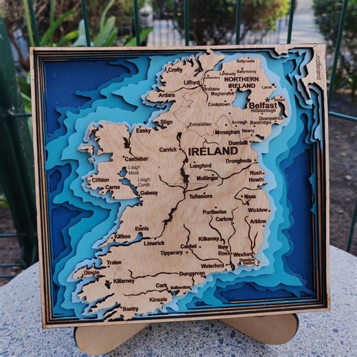 Square Digital 3D Map of the Ireland, 6 Layer Panel, Laser Cut File,3d Wood Ireland Map,ireland Digital Map, Gift for a Travel Lover - Etsy