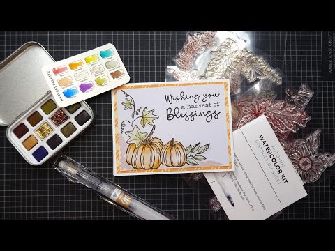 Diamond Press Ultimate Watercolor Kit, Autoship #6! Harvest Kit Swatches & Card Tutorial!