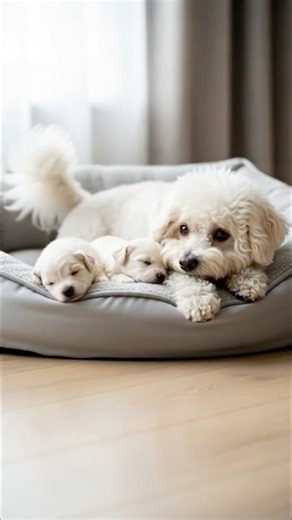 Bichon Frise with her Newborn Puppies 🥺💖