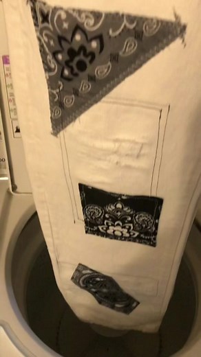 Final results. Washing and drying after dremel distressing. Vintage Levi’s 501 patchwork jeans #vintage #vintagedenim #vintagejeans #patchwork #patchsewing #sewwithme #finalproduct #diy #doit #howto #tide #suavitel #levis501jeans #levis501 #vintagelevis #fyp #diyproject #forsale