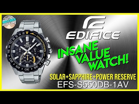 Insane Value Watch! | Edifice Solar Sapphire Quartz Chronograph 100m EFS-S550DB-1AVCR Unbox & Review