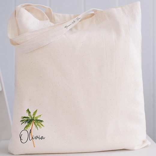 Palm Tree Tote Bags With Name | Personalized Beach Bags for Tropical Wedding Bachelorette or Birthday Trip - Etsy