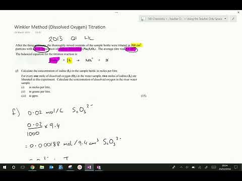 Dissolved Oxygen (Winkler Method) Titration Calculations Example