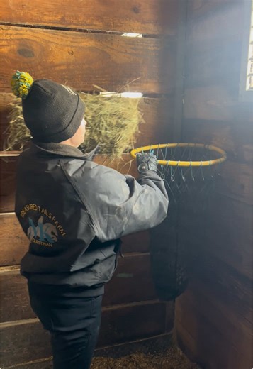 I raised my hay net game🤩 Who wants one?? #mountingknowledgeeq #mountingknowledge #treasuredtails #treasuredtailsfarm #fypage #haynet #haynethack