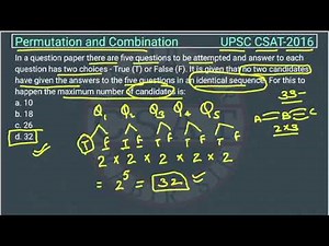 2016 CSAT Permutation, In a question paper there are five questions to be attempted and answer to