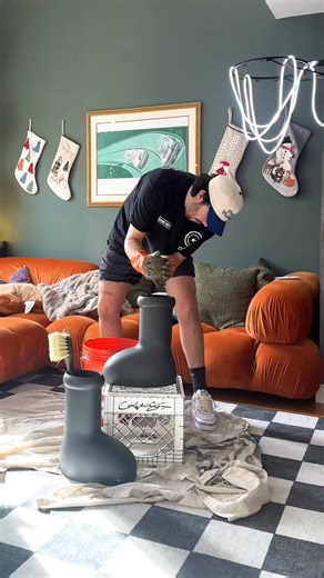 PART 2 of The Big Red Boot TABLE DIY. #fyp #reelsfb #sneakerhead #reels #custom #bigredboots #foryou #DIY #mschf | Adrian Vazquez | Facebook